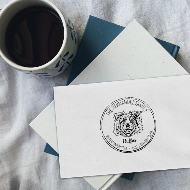Personalised Dog Photo with Return Address Rubber Stamp (Creator Uploaded)