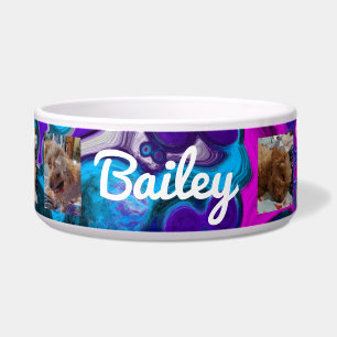 Personalised dog Photos and  Name Purple Blue