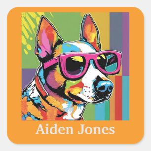 Personalised dog stickers colourful