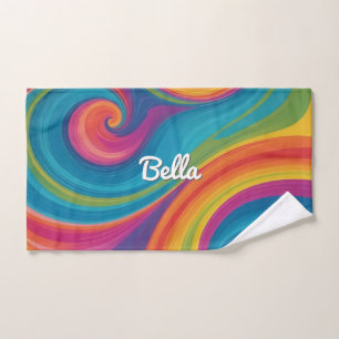 Personalised Dog Towel with Colourful Swirl Design