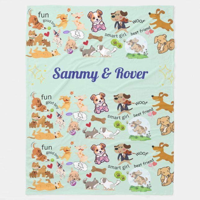 Personalised Doggie Love for You and your Child  Fleece Blanket (Front)