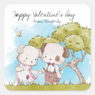 Personalised Dogs Valentine's Day Square Sticker