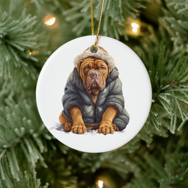 Personalised Dogue de Bordeaux Dog Ceramic Tree Decoration (Tree)