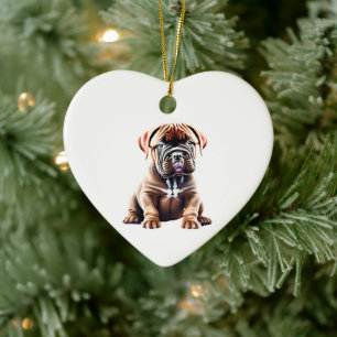Personalised Dogue de Bordeaux Puppy Ceramic Tree Decoration
