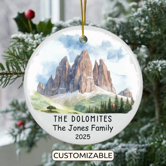 Personalised Dolomites Ornament, Italy Ceramic Tree Decoration (Creator Uploaded)