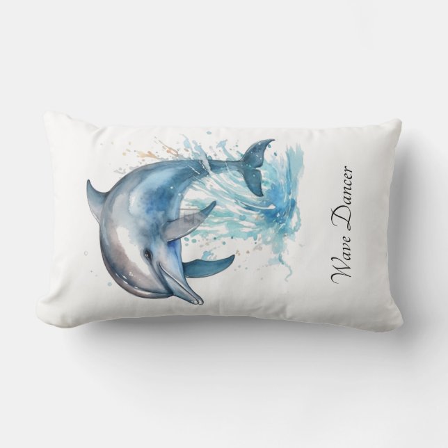 Personalised Dolphin Beach House Welcome Lumbar Cushion (Front)