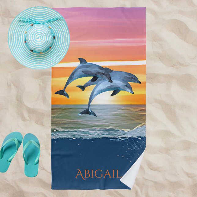 Personalised Dolphin Ocean Beach Gift for Her Beach Towel (Creator Uploaded)