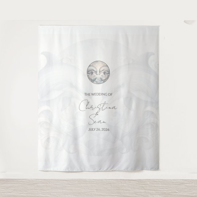 Personalised Dolphin Wedding Backdrop Tapestry (Front)