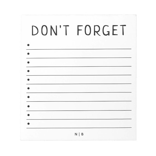 Personalised Don't Forget | To Do List Notepad (Front)