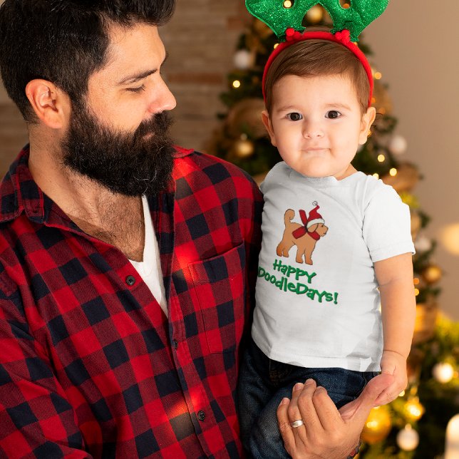 Personalised Doodle Dog Christmas Holiday  Baby Bodysuit (Personalize with your own message or name.)