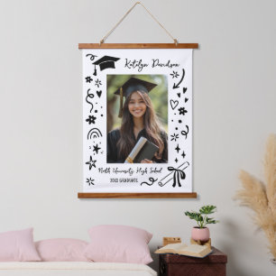 Personalised Doodle Graduation Keepsake Photo Hanging Tapestry