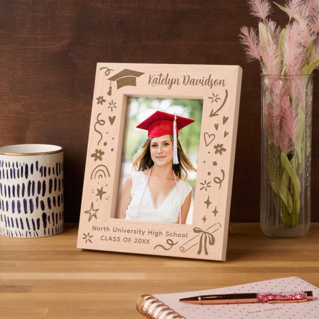 Personalised Doodle Graduation Photo Etched Frames (Creator Uploaded)