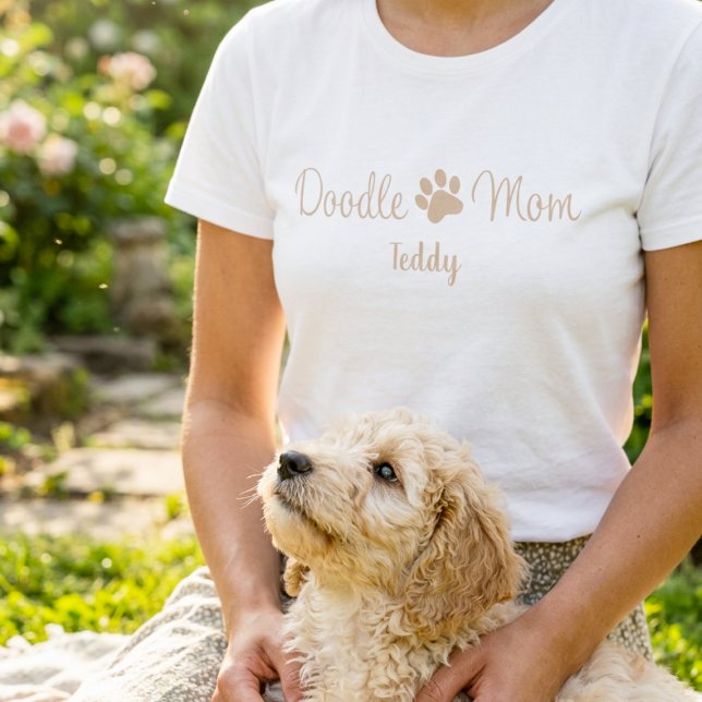 Personalised Doodle Mum Paw Print with Dog Name T-Shirt (Creator Uploaded)