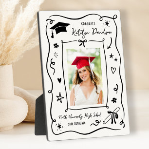 Personalised Doodle Photo Congrats Grad Plaque