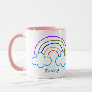 Personalised doodle rainbow mug