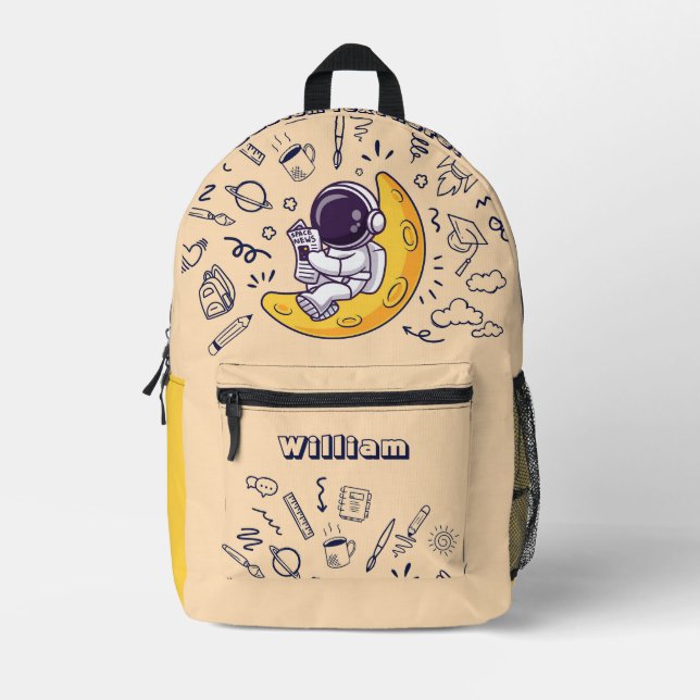 Personalised Doodle Space Planets Back to School Printed Backpack (Front)