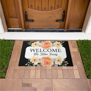 Personalised doormat floral personalised