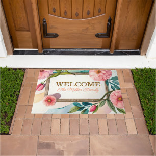 Personalised doormat floral personalised