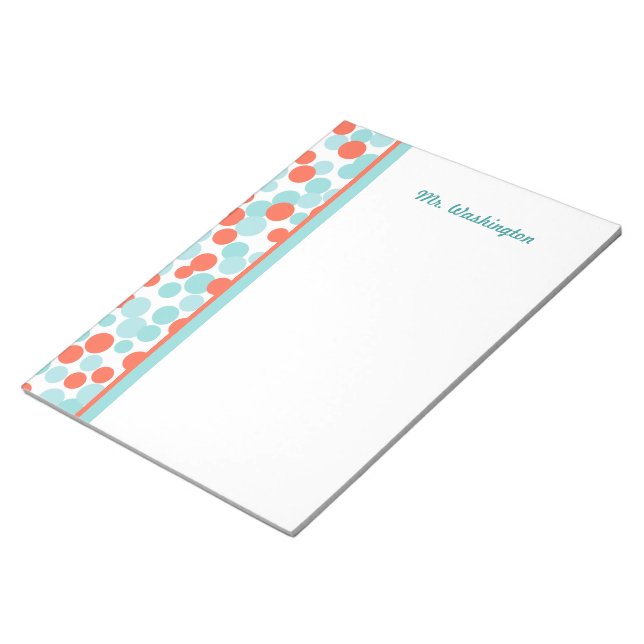 Personalised Dots Teacher's Kitchen Notepad Gift (Angled)