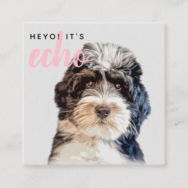 Personalised Double Photo Scannable QR Code Square Business Card (Front)