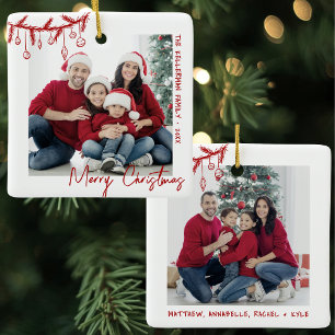 Personalised Double Sided 2 Photo Christmas Ceramic Ornament