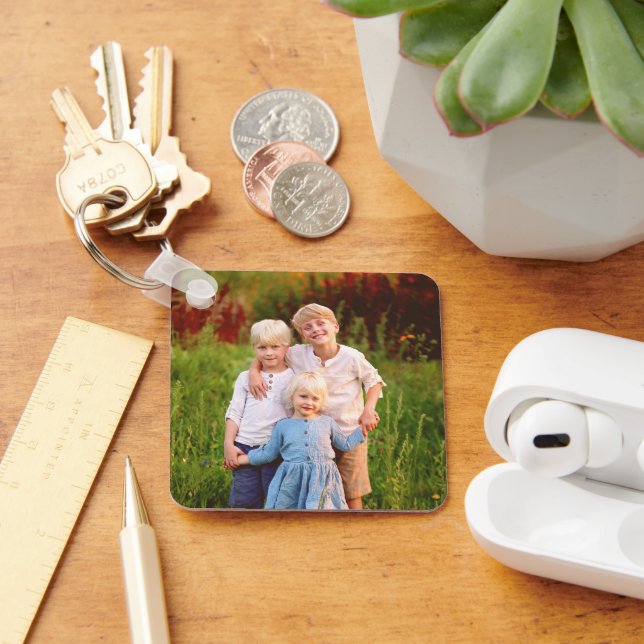 Personalised Double Sided 2 Photo of Kids Family Key Ring (Desk)