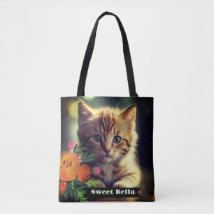 Personalised double sided all over full cat photo  tote bag