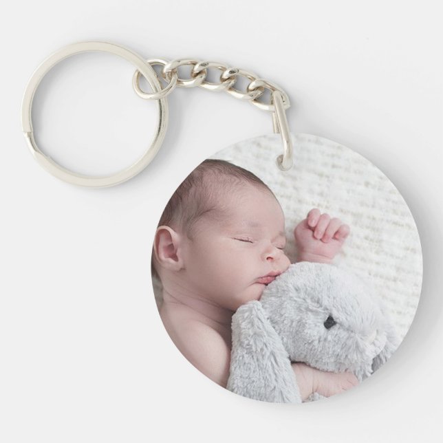 Personalised Double Sided Baby Photo Keychain (Front)