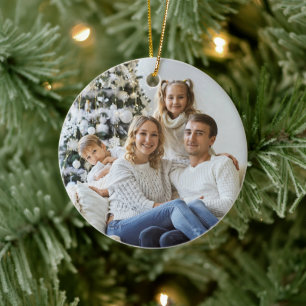 Personalised Double-Sided Family Photo Ceramic Tree Decoration
