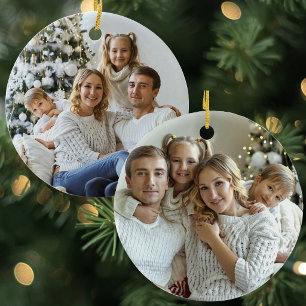 Personalised Double-Sided Family Photo Ceramic Tree Decoration