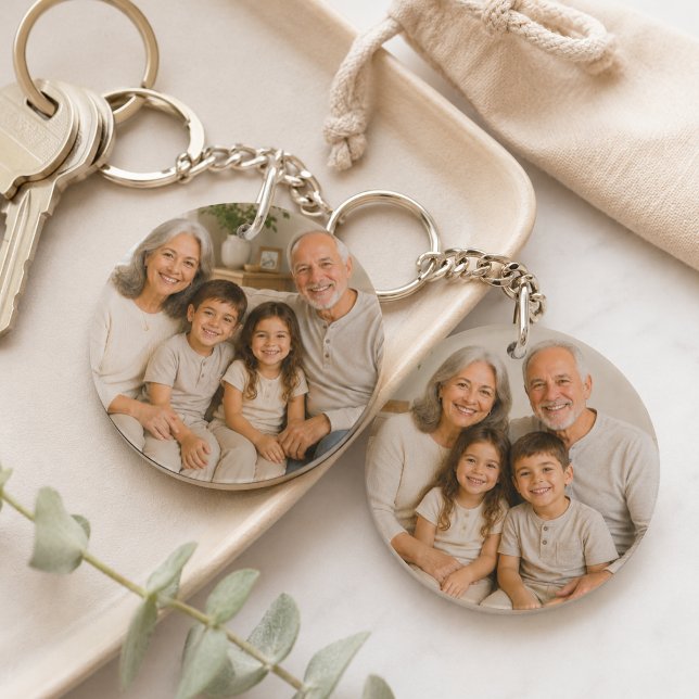 Personalised Double-Sided Family Photo Keychain (Creator Uploaded)