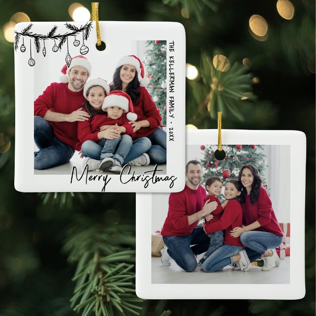 Personalised Double Sided Family Two Photo Ceramic Ornament (Personalized Double Sided Family Two Photo Ceramic Ornament )