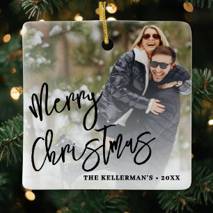 Personalised Double Sided Two Photo Christmas Ceramic Ornament