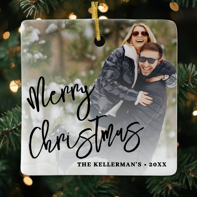 Personalised Double Sided Two Photo Christmas Ceramic Ornament (Personalized Double Sided Two Photo Christmas Ceramic Ornament)