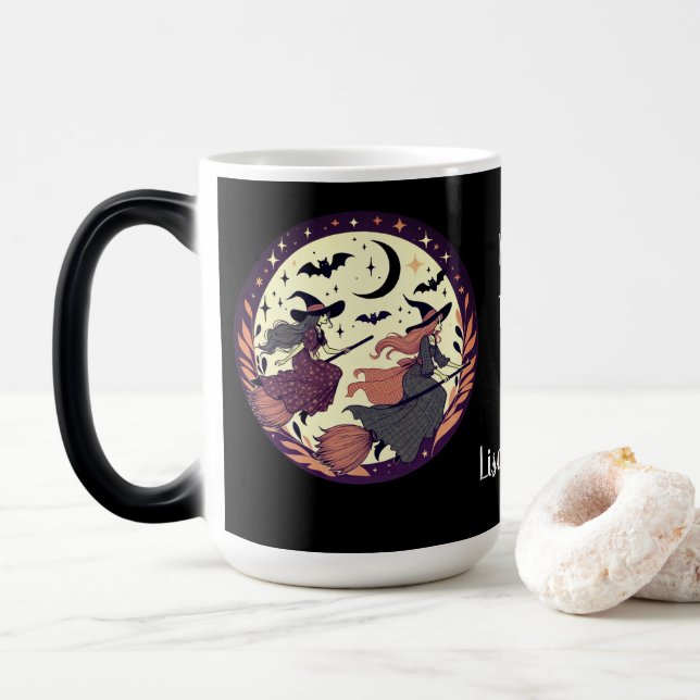Personalised Double Trouble Halloween  Magic Mug (With Donut)