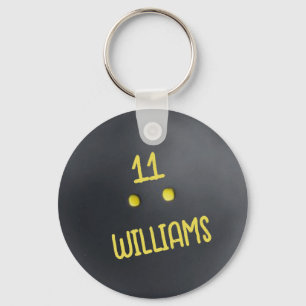 Personalised Double yellow dot squash ball metal  Key Ring