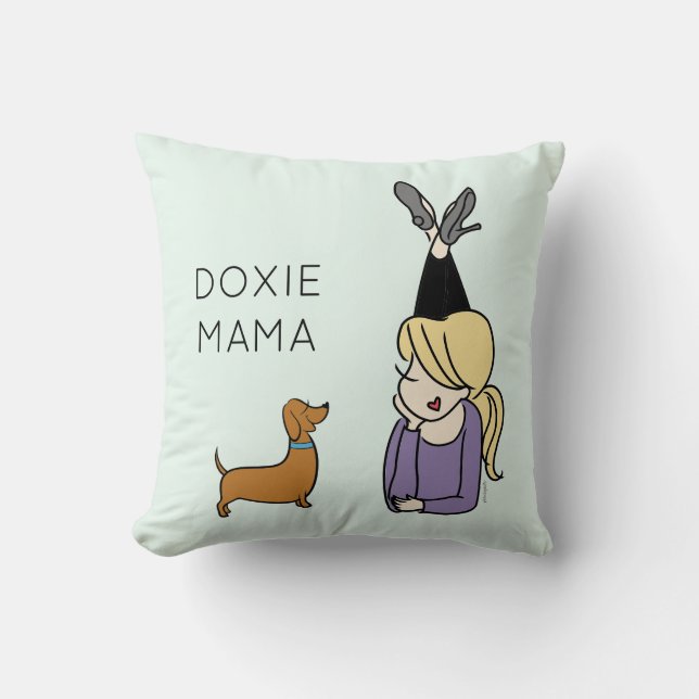 Personalised Doxie Mama Throw Pillow (Front)