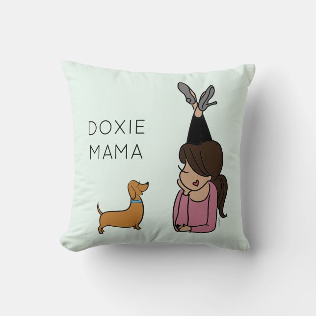 Personalised Doxie Mama Throw Pillow (Front)