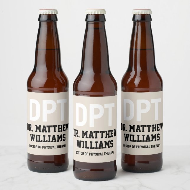 Personalised DPT Doctor of Physical Therapy Gift Beer Bottle Label (Bottles)