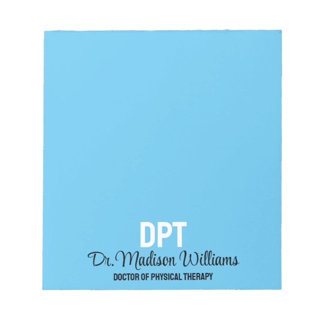 Personalised DPT Doctor of Physical Therapy Gift Notepad (Front)