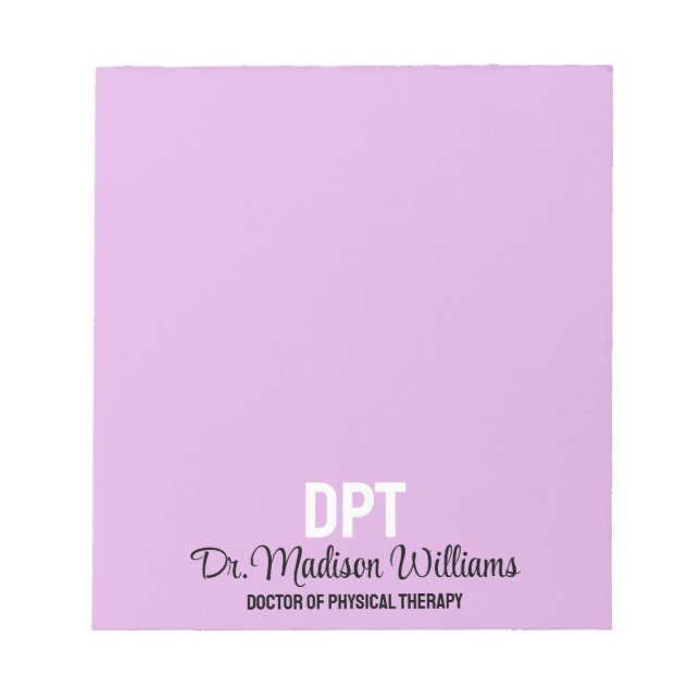 Personalised DPT Doctor of Physical Therapy Gift Notepad (Front)