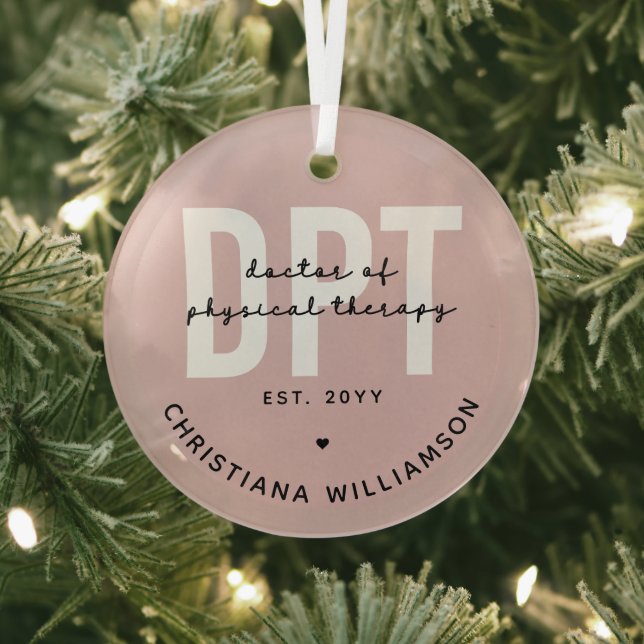 Personalised DPT Doctor of Physical Therapy Glass Tree Decoration (Insitu)