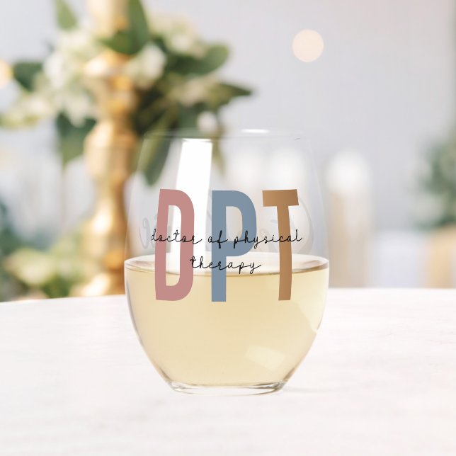 Personalised DPT Doctor of Physical Therapy Stemless Wine Glass (Insitu (Wedding))