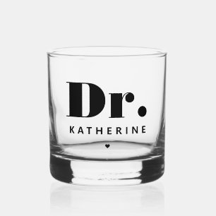 Personalised Dr Bold Typography Doctor Graduation Whiskey Glass