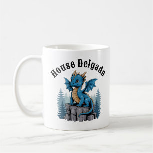 Personalised Dragon House Name Fantasy, DnD RPG Coffee Mug