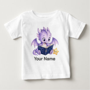 Personalised Dragon Reading Constellation Book Baby T-Shirt