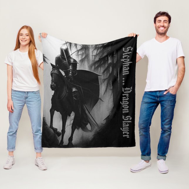 Personalised Dragon Slayer Knight Fleece Blanket (In Situ)
