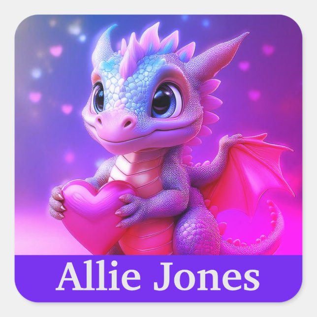 Personalised dragon stickers colourful (Front)