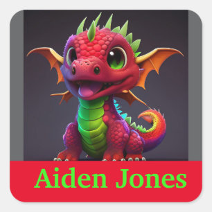Personalised dragon stickers colourful