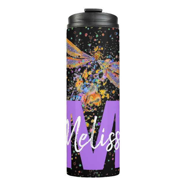 Personalised Dragonfly splatter Thermal Tumbler (Front)